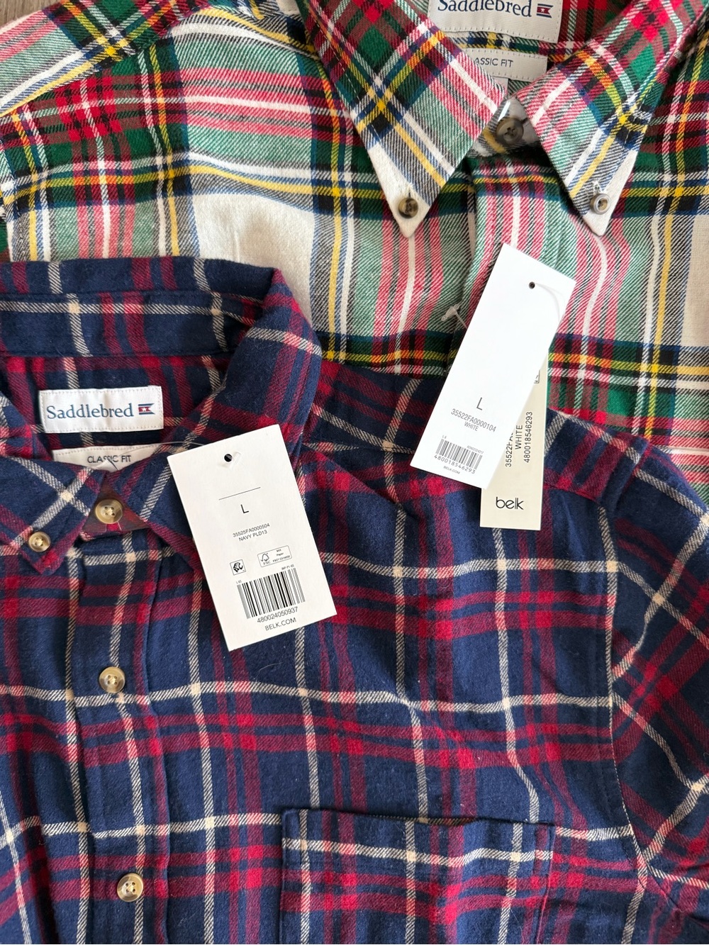 Saddlebred lot of 2 Button Down Flannel Shirts Men’s size Large NWT Classic Fit - Picture 8 of 10